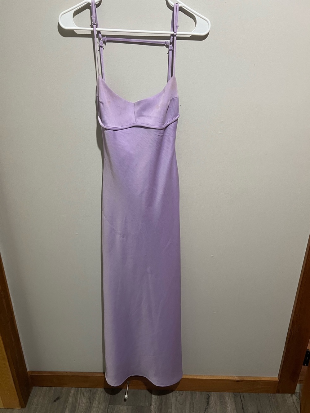 Lilac Purple Satin Bar Back Slip Maxi Dress - Size S 💜